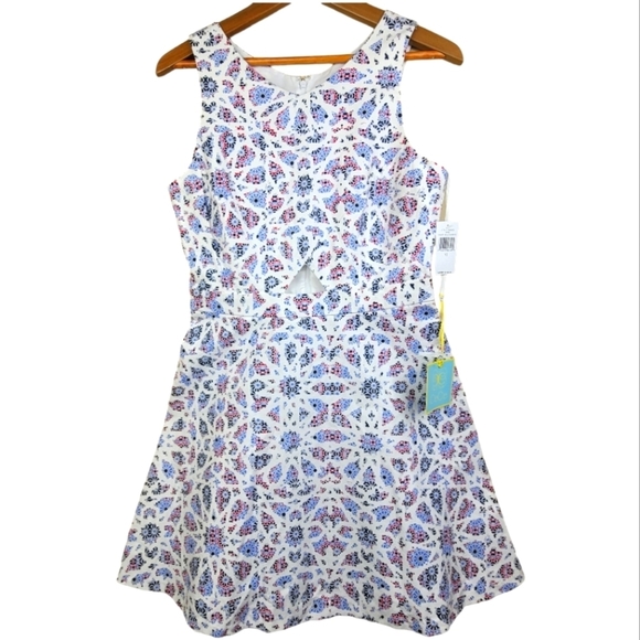 **NWT**‎ CeCe "APRIL" Cutout Fit and Flair Ultra White Dress - Picture 1 of 12